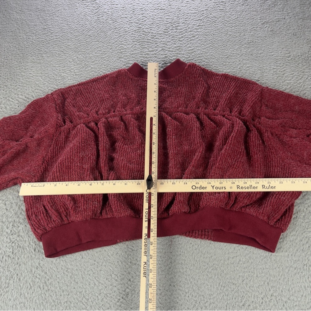 POL Sweater Womens Small Red Cropped Full Zip Oversized Patch Embellishment - Picture 8 of 10